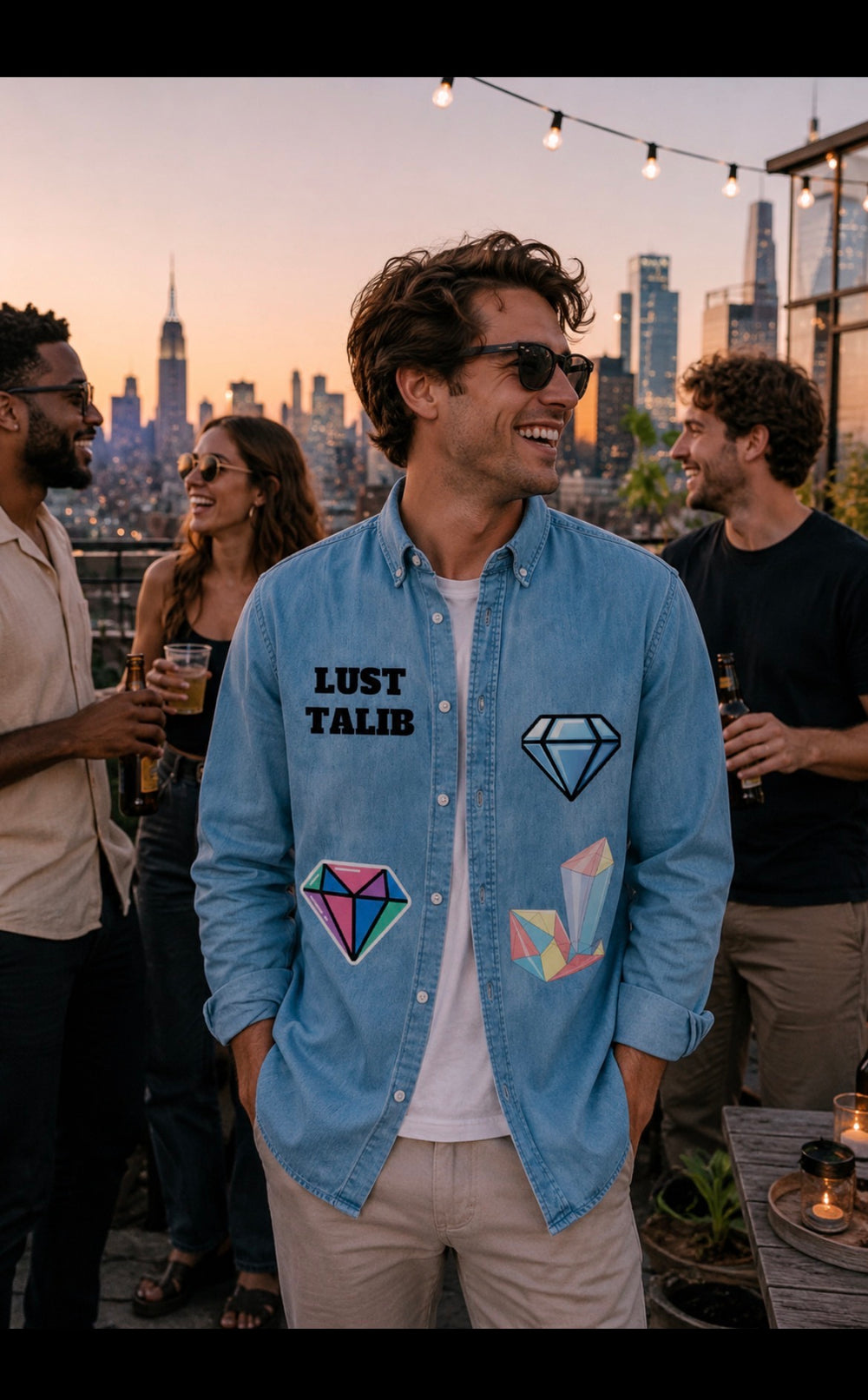 Men’s Organic Denim Shirt by Stanley/Stella LUST TALIB collection “We Live” - LustTalib