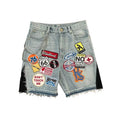 American Retro Denim Shorts Jiggy Jeans Hip Hop Cartoon Baggy