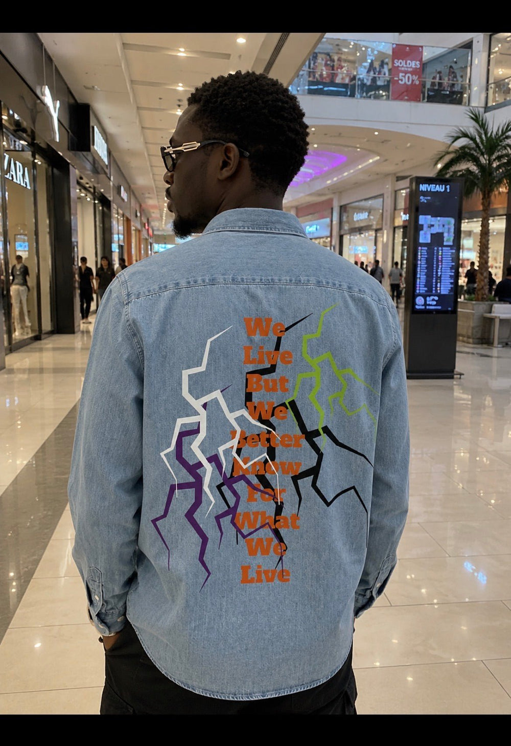 Men’s Organic Denim Shirt by Stanley/Stella LUST TALIB collection “We Live” - LustTalib