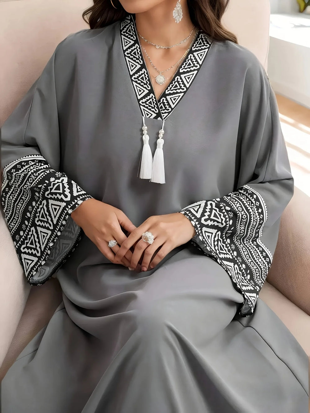 Abaya Femme Chiffon – Robe Longue à Franges Style Moyen-Orient – LustTalib - LustTalib