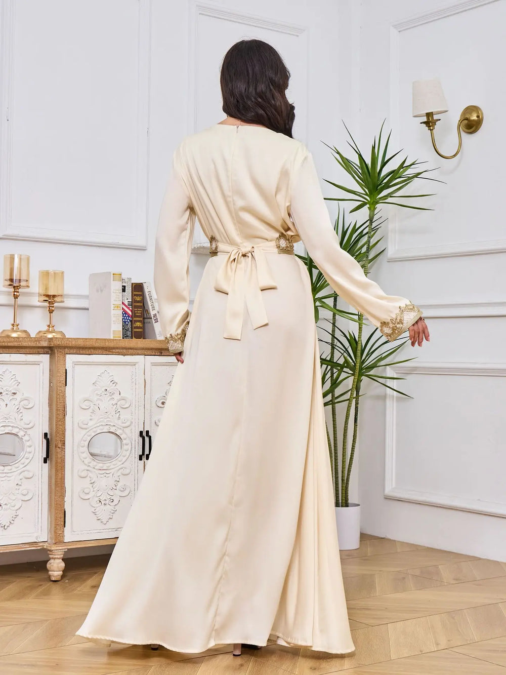 Elegant Muslim Women Abaya Dress – Lace Embroidery Kaftan Morocco Dubai
