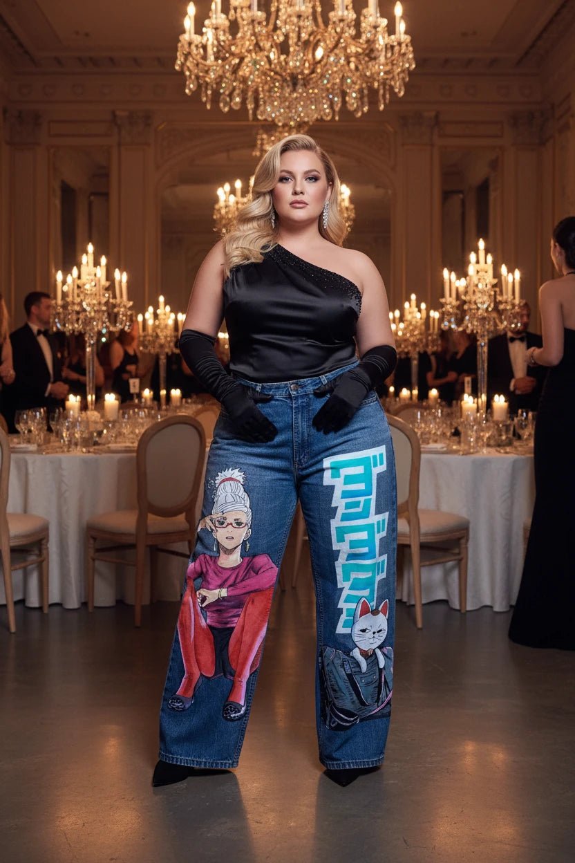 New Game Anime Graphic baggy Unisex Jiggy pants Streetwear Oversized blue jeans vintage - LustTalib