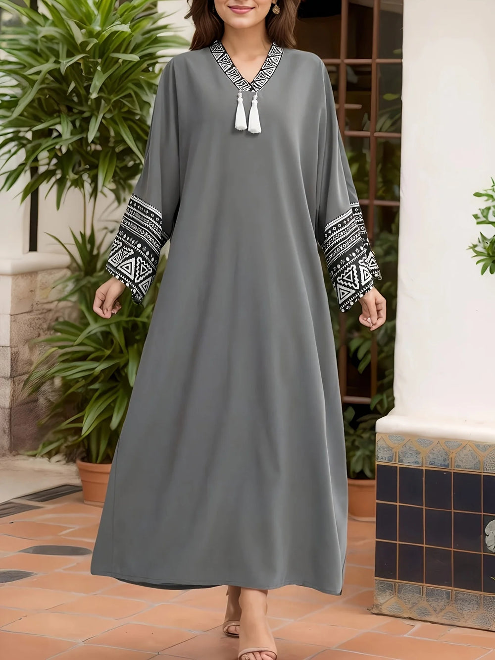 Abaya Femme Chiffon – Robe Longue à Franges Style Moyen-Orient – LustTalib - LustTalib