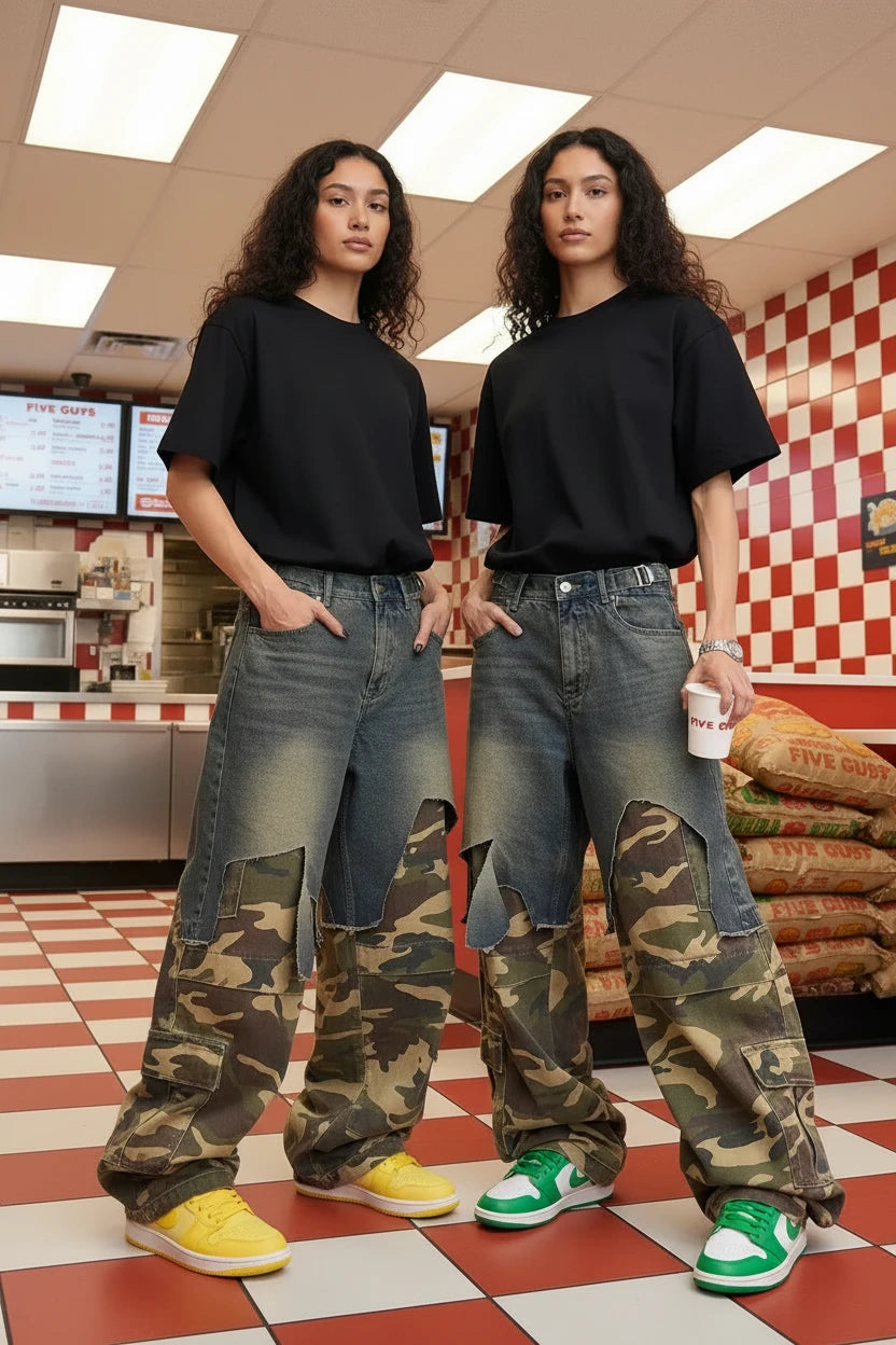 Baggy Jeans For Man and Woman Ripped Denim Jiggy Vintage Brand